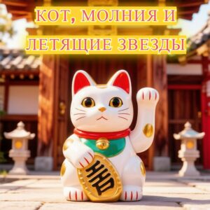 Кот, молния и летящие звёзды